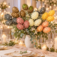 3 Têtes de Faux Artichoches Artificiels à l'Aspect Séché pour Mariage, Décoration Florale Maison, Vente en Gros