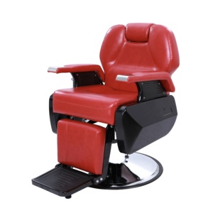Chaise de barbier en métal et cuir, équipement de salon de coiffure antique, vente chaude, rouge vif - Product Image 6