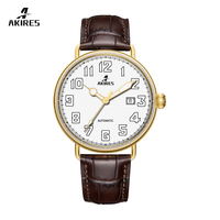 Montre à mouvement automatique pour hommes de marque de luxe avec mains lumineuses grand cadran et bracelet en cuir Design de montres mécaniques personnalisées