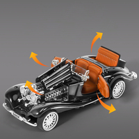 Modèle de voiture vintage 1936 500K en alliage moulé sous pression, échelle 1:32, haute qualité, avec portes ouvrables et fonction de recul, collection exquise en boîte colorée