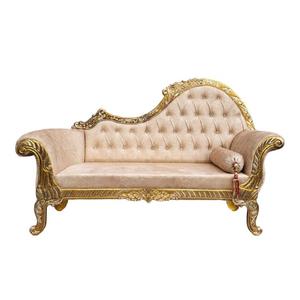 Hot Sale Luxury Classical Loveseat White and Gold Couple <b>Sofa</b> European Style Double Home Lounge Chaise Factory Carved Diamond - Product Image 3