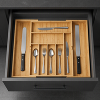 Offre Spéciale : Organisateur de tiroir multifonctionnel en bambou, type support, avec séparateurs pour couverts et ustensiles de cuisine, pour usage domestique