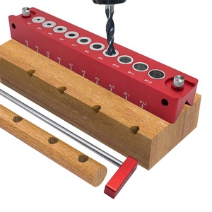Gabarit de goujon de trou de poche pour le travail du bois Guide de perçage vertical à centrage automatique localisateur de trou de poinçon en alliage d'aluminium bricolage charpentier OEM - Product Image 1