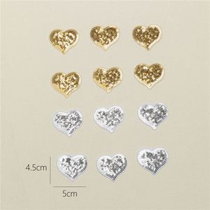 Factory Wholesale Custom Iron on 4.5*5cm Embroidery <b>Red</b> Pink Heart <b>Sequin</b> Patches for Clothing Bag Decoration - Product Image 4
