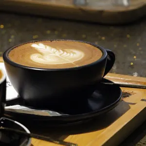 Copo preto espresso e molhador, 50/110/200/300ml cor grossa conjunto de porcelana comercial cappuccino copo para café