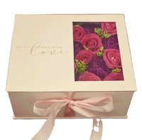 2025 nuevo Pulida texto personalizado impreso de gama alta lujo Rosa flor embalaje cuadrado papel cartón caja de regalo magnética