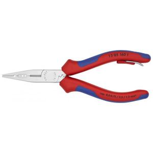 KNIPEX - 13 05 160 T Alicates para electricistas cromados, mangos con empuñaduras multicomponente, con fijación de correa integrada p - Product Image 1