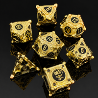 Jeu de dés en métal massif bronze vieilli pour D&D, 7 pièces, dés polyédriques en métal à bords tranchants pour jeux de rôle sur table Dungeons & Dragons