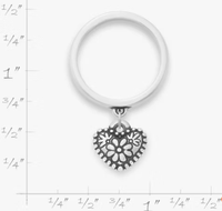 Vente en gros de bagues en argent sterling 925 bagues en argent antique petite bague à breloques en forme de cœur floral pour femmes