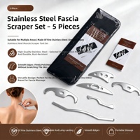 Kit de 5 gratte-muscles en acier inoxydable IASTM pour massage des fascias avec sac à fermeture éclair Gua Sha