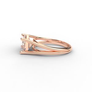 แหวนเพชรทรงเอเมอรัลด์คัท เพาะเลี้ยงในห้องปฏิบัติการ ทองคำ 18 กะรัต สีโรสโกลด์ / สีเหลือง / สีขาว สำหรับงานหมั้น - Product Image 2