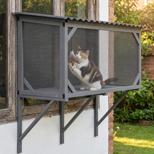 Hamac <span class=keywords><strong>de</strong></span> fenêtre pour chat d'extérieur avec rangement, idéal pour bronzer, faire la sieste et profiter <span class=keywords><strong>de</strong></span> la vue en toute sécurité - Product Image 1