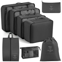 Sac de rangement de cubes d'emballage en nylon de luxe de haute qualité 8 ensembles pour les organisateurs de voyage avec fermeture à chaîne motif géométrique