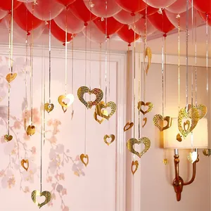 Décoration de scène d'anniversaire romantique, demande en mariage, scène de fête d'anniversaire, pendentif de ballon Double d'amour, 100 pièces
