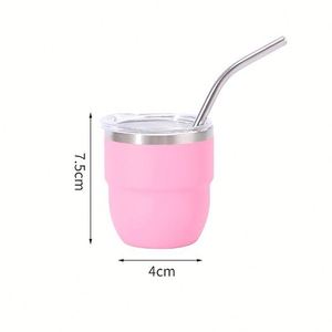 Expresso Cups 4oz <b>Double</b> <b>Wall</b> Insulated Stainless Steel Mini Shot Tumbler Powder Coated Colors Coffee <b>Mug</b> with Metal Straw - Product Image 4
