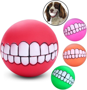 Factory Price Funny Pet Teeth Pattern <b>Balls</b> Squeaky <b>Dogs</b> Toys Sound Bite Resistant Durable <b>Dogs</b> Training Chew Toys Color Random - Product Image 1