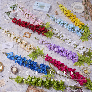 Flor Artificial de Larkspur Yixuan, Tallo Único, Seda, Colores Mezclados, Decoración para Bodas, Decoración para el Hogar DIY - Product Image 1
