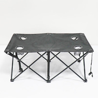 Table de camping pliable en métal avec porte-gobelets pour l'extérieur, la plage, les pique-niques et la pêche