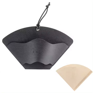 Soporte de filtro de café de goteo de mano en forma de abanico colgante de cuero de imitación para café - Product Image 2