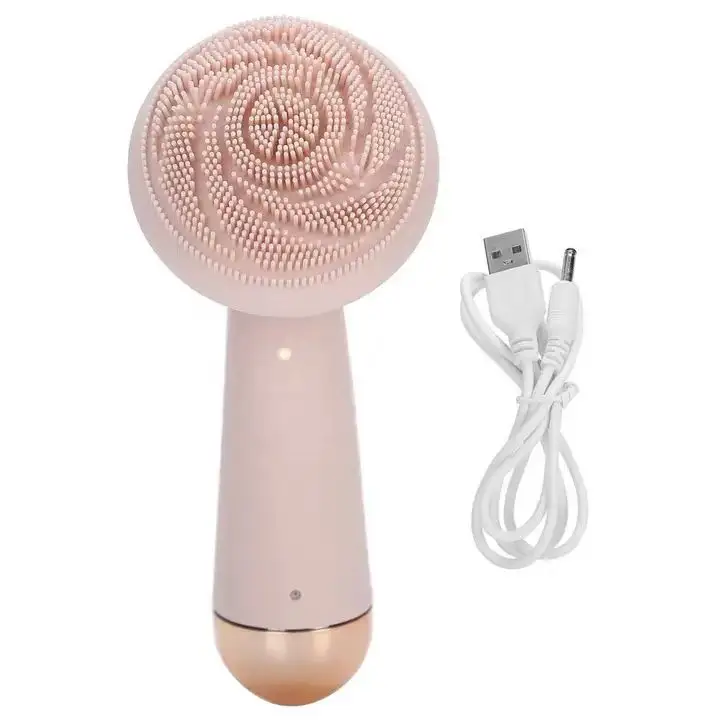 Силиконовая звуковая щетка для лица, Вращающиеся Шары, USB-разъем для зарядки, инструмент для очистки красоты