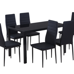 Bộ bàn ăn sang trọng hiện đại mặt kính màu đen Bộ bàn ăn sang trọng Bộ bàn ăn - Product Image 1
