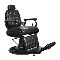 Fauteuil de Barbier Pivotant et Pliable de Luxe, Style Rétro Royal, en Cuir Synthétique, avec Fonction Massage
