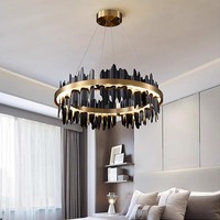 Luminaire suspendu noir moderne de luxe pour salon, salle à manger, chambre à coucher, hauteur réglable, design créatif, lumière circulaire, hôtels