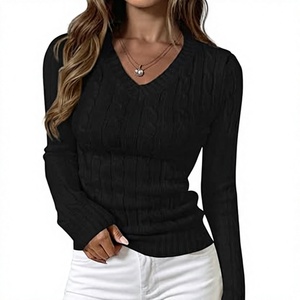 Women Computer Knit Cable Knit <b>Turtleneck</b> <b>Sweater</b> Ribbed High Neck Long Sleeve Pullover 100% Polyester 140g Casual Winter Jumper - Product Image 1