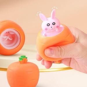 Easter Carrot Rabbit Rubber Squeeze and Stretch Ornament Creative Stress-Relief Party <b>Gift</b> for Kids - Product Image 4