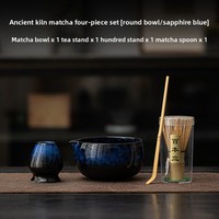 Ensemble de Matcha en Céramique Style Ancien, Bol à Matcha avec Bec Verseur, Fouet à Thé et Support, Style Dinastie Song, Ensemble de Thé Vintage 100 Pièces