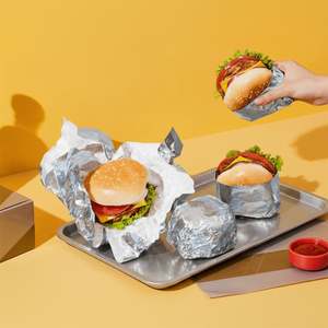 Papier d'emballage en papier nid d'abeille en aluminium avec logo personnalisé, qualité alimentaire, résistant à l'huile, recyclable, pour la charcuterie, les hamburgers et les plats à emporter, écologique - Product Image 1