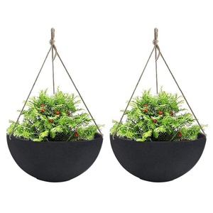 Grands pots suspendus pour plantes d'<span class=keywords><strong>extérieur</strong></span> et d'intérieur, pots à fleurs suspendus en plastique noir avec trous de drainage - Product Image 1