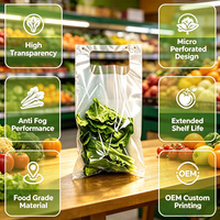 Sacs micro-perforés transparents personnalisés pour légumes, sacs à fruits en wicket, emballages alimentaires sur mesure pour aliments