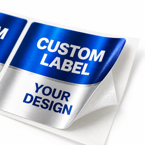Custom Blue and Silver <b>Holographic</b> Glass Bottle Labels for 3ml 10ml Packaging - Product Image 2