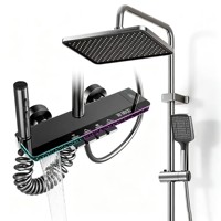 Système de douche intelligent numérique thermostatique avec panneau de douche pluie et douchette bidet, finition bronze, pour salle de bain, vente en gros