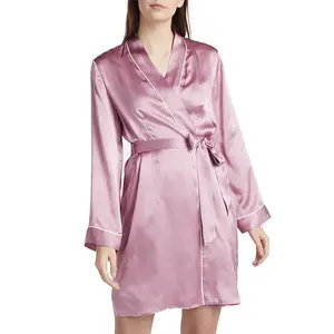 2023 OEM Custom Spring <b>Summer</b> Knitted 100% Polyester Quick Dry Concise Knee-Length Robe Sleepwear <b>for</b> <b>Women</b> ODM Manufacturer - Product Image 6