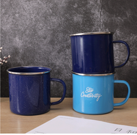Mugs et tasses en émail vintage portables avec poignée pour le bureau à domicile, le camping, les pique-niques, les voyages, 12 oz, 8 oz, 11 oz, 16 oz, pour le café, le lait, la bière