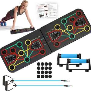 Planche d'entraînement push-up pliable et réglable avec poignées antidérapantes – Système de gym portable pour la maison pour la musculation des pectoraux, des abdominaux et des triceps - Product Image 1