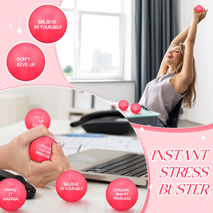 Jouets d'exercice pour les mains ronds roses de 63 mm, pour détendre les muscles, balle anti-stress en PU, balle de soulagement du stress - Product Image 4