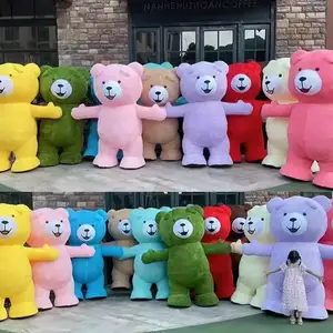 Disfraz de Mascota de animal gigante personalizado de fábrica, disfraz de Mascota de oso de peluche inflable divertido para adultos