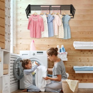 Séchoir à linge mural pliable Porte-serviettes à linge peu encombrant <span class=keywords><strong>pour</strong></span> salle <span class=keywords><strong>de</strong></span> bain et salon - Product Image 4