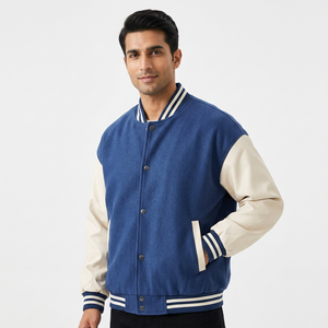 Veste universitaire de baseball unisexe de haute qualité, broderie chenille, polaire, style Letterman, col montant, respirante, réversible, hiver - Product Image 1