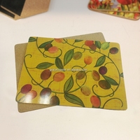 Ensemble de 6 sets de table écologiques Gracecoaster style campagnard, en papier d'art laminé, MDF et liège, avec boîte rectangulaire en carton rigide