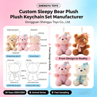 Porte-clés en peluche ours mignon avec chapeau, breloque de sac dessin animé, poupée en peluche, jouet en peluche, cadeau pour enfants, pendentif, personnalisé en usine