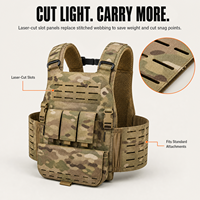 Gilet tactique de course à pied pour hommes découpé au laser, motif camouflage, porte-plaques réglable 40 LB avec poches pour plaques 10x12 et hydratation 1,5 L