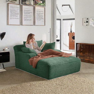 Minimalist Velvet <b>Sofa</b> <b>Bed</b> Corduroy Upholstered Foam Filled Lounge Chair for Bedroom Hotel - Product Image 3