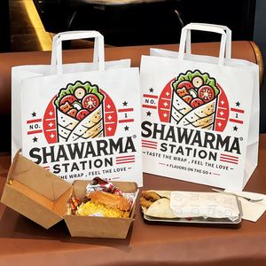 Bolsas de Papel Kraft para Comida para Llevar de Restaurante con Logotipo Personalizado, para Entrega de Shawarma - Product Image 2