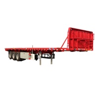 Remorque à plateau de bonne qualité, 60/80 tonnes, 3/4 essieux, modèle d'occasion avec suspension pneumatique et levage