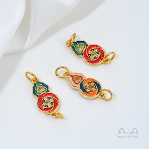 Sterke Kleur Behoud Oude Methode Zand Goud Verbrand Blauwe Kalebas Vrede En Vreugde Verlengde Ketting Trui Diy Hand Ketting - Product Image 5