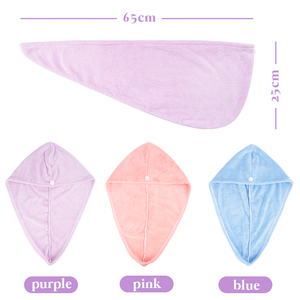 <span class=keywords><strong>Serviette</strong></span> de visage en microfibre à séchage rapide avec bouton de boucle, turban pour cheveux de spa, chapeau de séchage, couleur unie, technique de tissage - Product Image 4